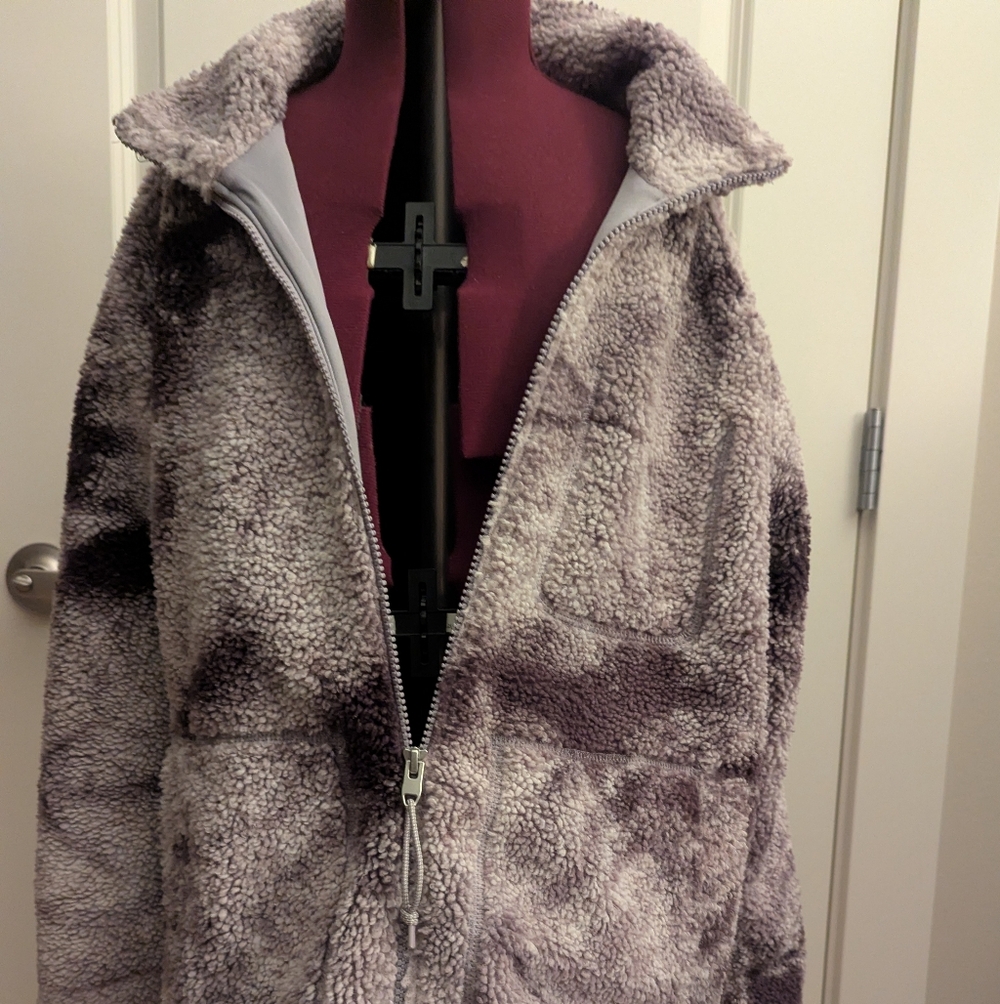 The North Face Gray and White Sherpa Jacket